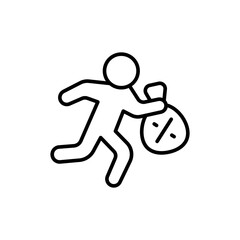 Tax evasion outline icons, minimalist vector illustration ,simple transparent graphic element .Isolated on white background