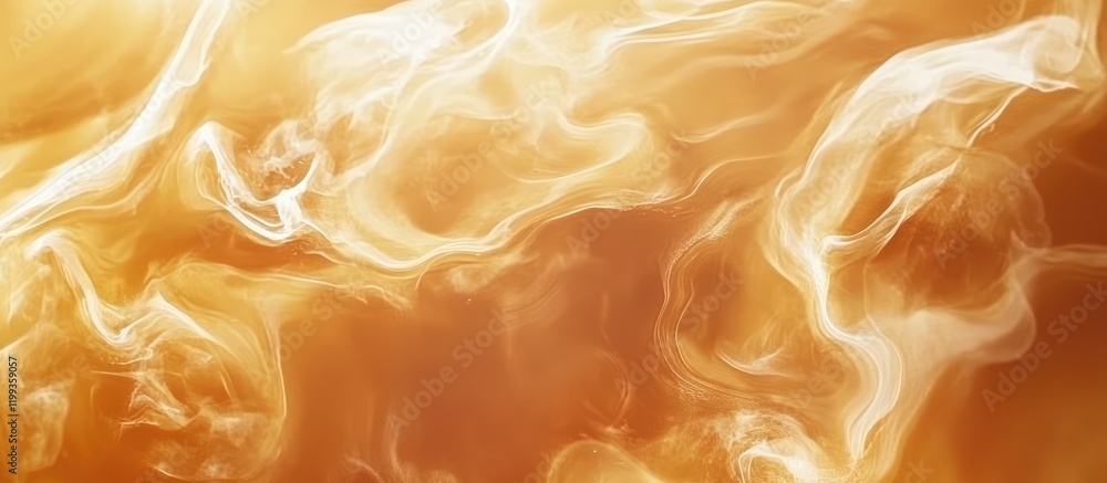 Poster abstract fluid art background in warm orange and cream tones with smooth swirls and empty copy space