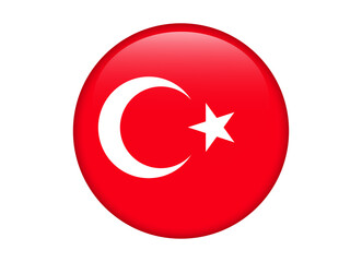 Turkey Flag icon, Round flag icon design, vector illustration isolated on white background