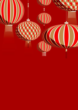 Lanternes traditionnelles suspendues pour le Nouvel An Lunaire Chinois