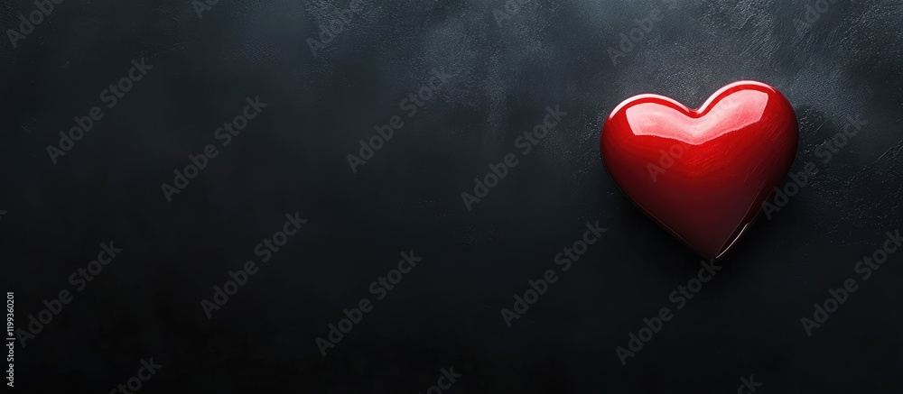 Poster father's day background featuring a red heart on black surface with generous copy space for text in 