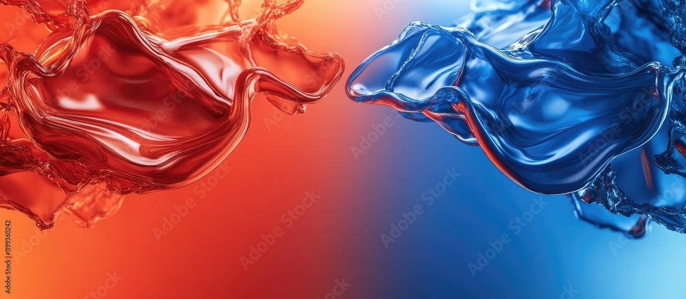 Poster fluid gradient shapes in rich red and blue tones with liquid styles and empty copy space for text in