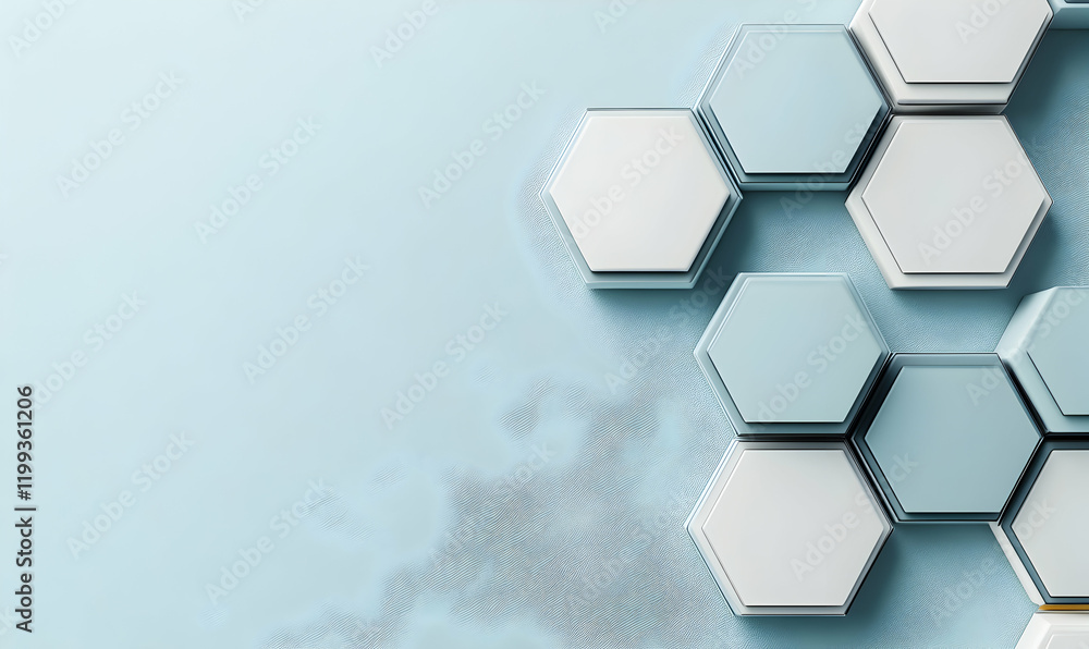 Poster abstract hexagonal pattern background. modern, minimalist design with light blue and white hexagons 