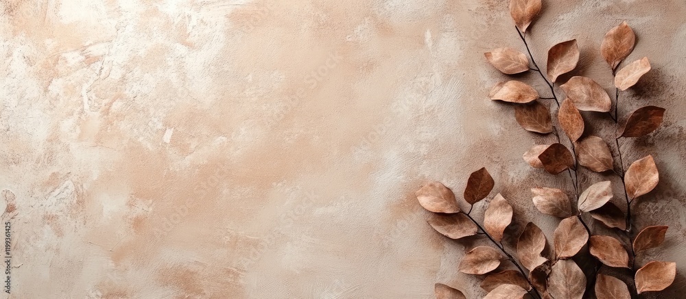 Poster elegant frame mockup featuring dried natural decor on soft beige wall background with empty space fo