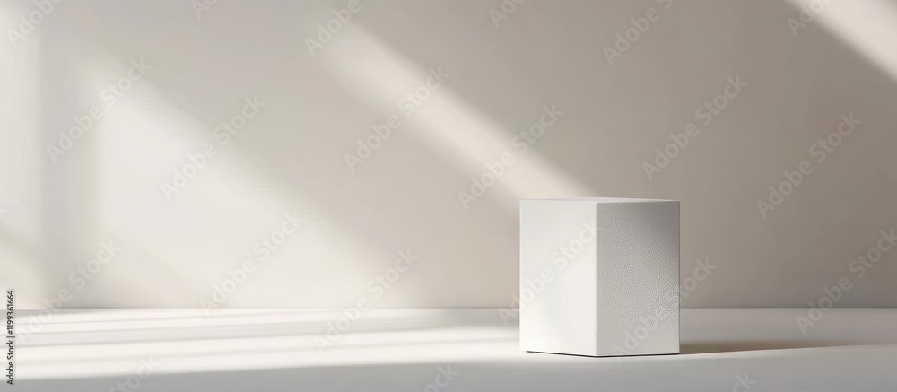 Poster minimalistic framed empty white square against soft light shadows in neutral tones with ample copy s
