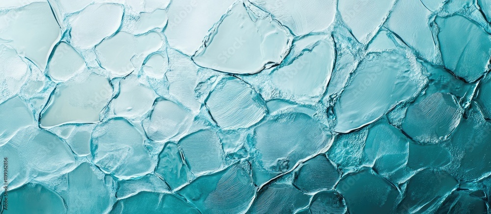 Poster textured aqua blue glass background with irregular patterns and negative space for copy in modern ar