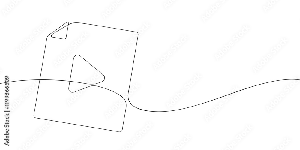 Poster a single line drawing of a media player file. continuous line media file icon. one line icon. vector