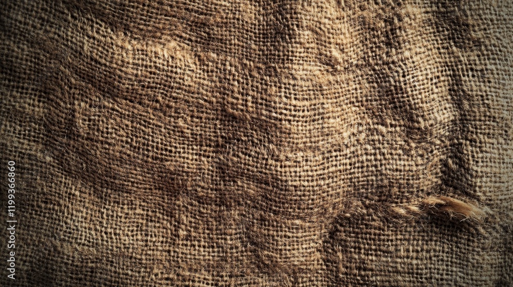 Aufkleber close up of burlap texture, rustic and weathered fabric