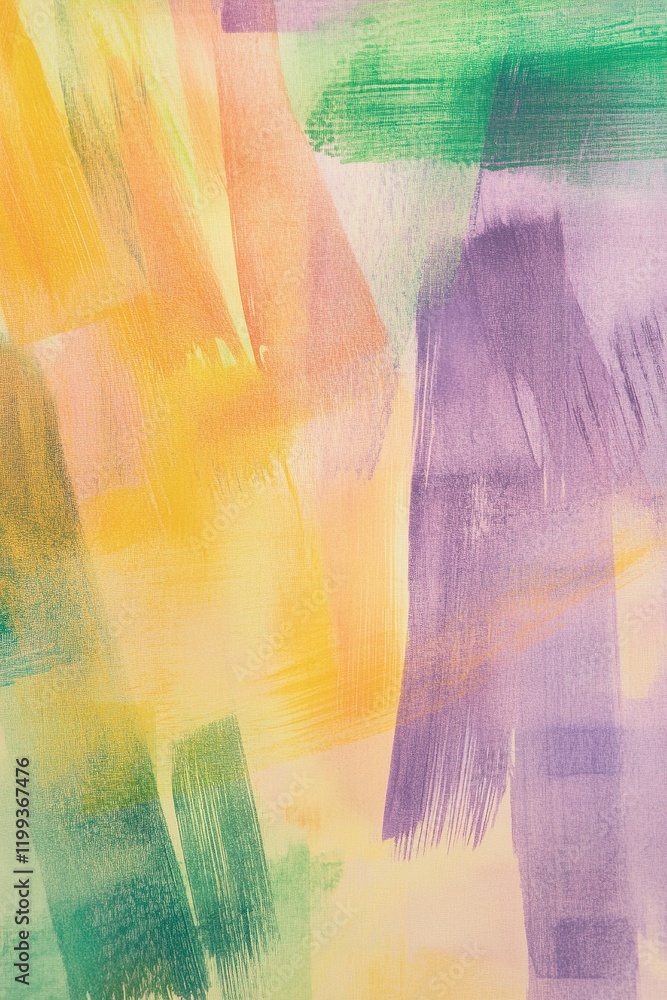 Poster an abstract composition of soft watercolor brush strokes in pastel shades creates a serene backgroun