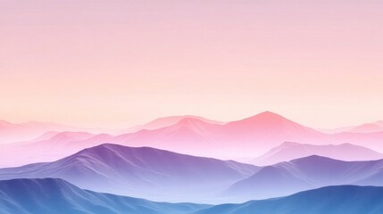 Desert Sunrise with Soft Pink and Purple Hues over Mountains and Clear Space for Text