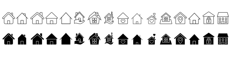 Fototapeta premium Hostel icon vector set. Home illustration sign collection. House symbol or logo.