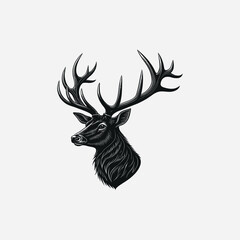Naklejka premium Perfect Vector Illustration of Antlers Front Face in Pure Black