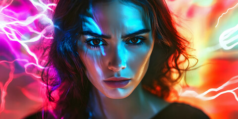 Fototapeta premium Out-of-body experience woman.AI generated. 
