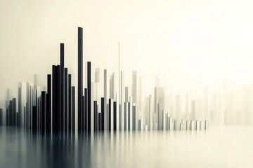 Modern 3D bar chart illustrates real estate growth with skyscraper-shaped bars against a neutral background, offering ample space for informative text or data overlays