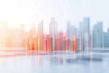 A vibrant 3D bar chart showcases real estate growth, designed as modern skyscrapers. The clean, neutral background offers ample space for text, enhancing a professional appeal