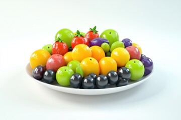 3D Fruit Basket Isolated and White Background