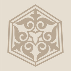 Vintage ornate linear ornaments in Kazakh traditional style. Asian floral designs. Abstract Asian elements of the national pattern of the ancient nomads of the Kyrgyz, Mongols, Kazakhs, Tatars. EPS10
