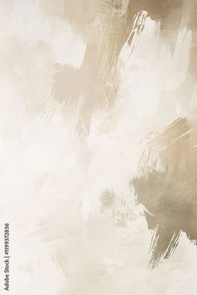 Wall mural This artistic background showcases fluid watercolor brush strokes in soft white, beige, and cream on a neutral canvas, providing a modern, elegant space ideal for text overlays and creative endeavors