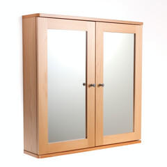 Light Wood Bathroom Cabinet with Mirrored Doors