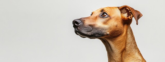 Creative Profile of a Brown Dog Against Neutral Background with Empty Banner Space for Text, Ideal for Commercial Advertising and Branding Concepts