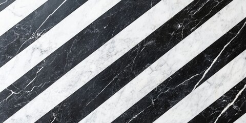 Sophisticated black and white striped marble backdrop with sleek textures for modern chic interior design featuring ample negative space for elegant text.