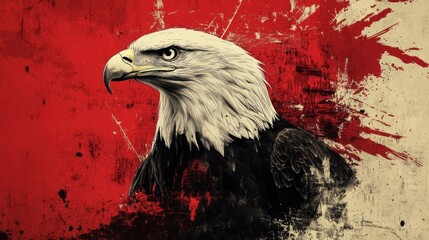 Eagle image with patriotic design elements.