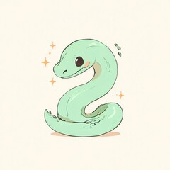 Naklejka premium Adorable Mint Green Snake Illustration