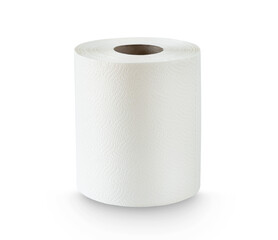Roll of paper towels isolated on white background
