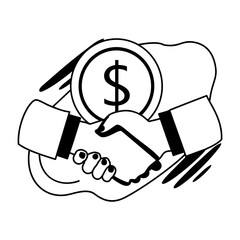 Money deal sticker in glyph style 