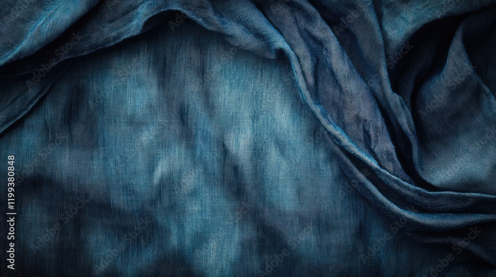Aufkleber textured vintage denim fabric with soft folds and empty space for text or design elements.