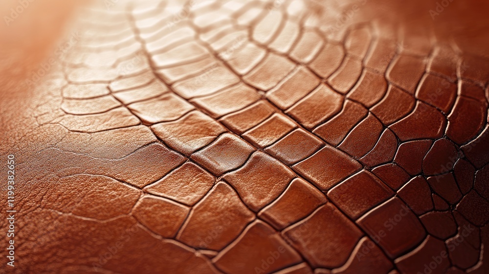 Poster glossy brown crocodile skin texture with reptile patterns on a warm toned background ideal for elega