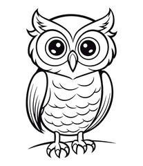 Fototapeta premium Coloring book for children baby Owl vector illustration isolated on a white background.