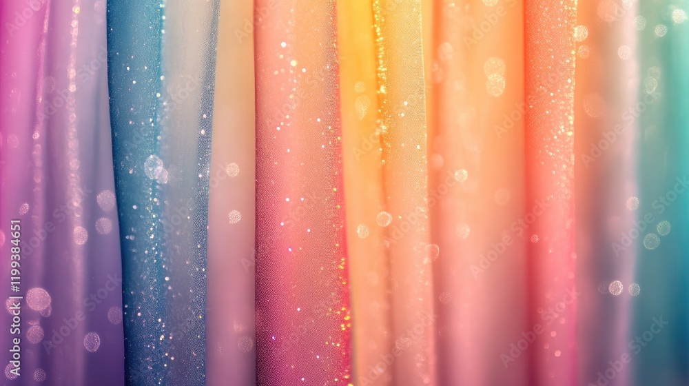 Poster vibrant pastel smoke curtains in soft blue pink and orange hues creating a dreamy matte bokeh backgr