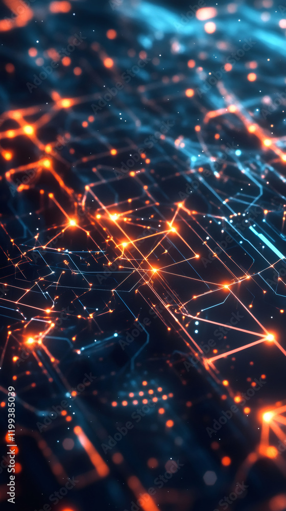 Aufkleber Futuristic network visualization showing data transfer and energy flow, ideal for technology and communication concepts