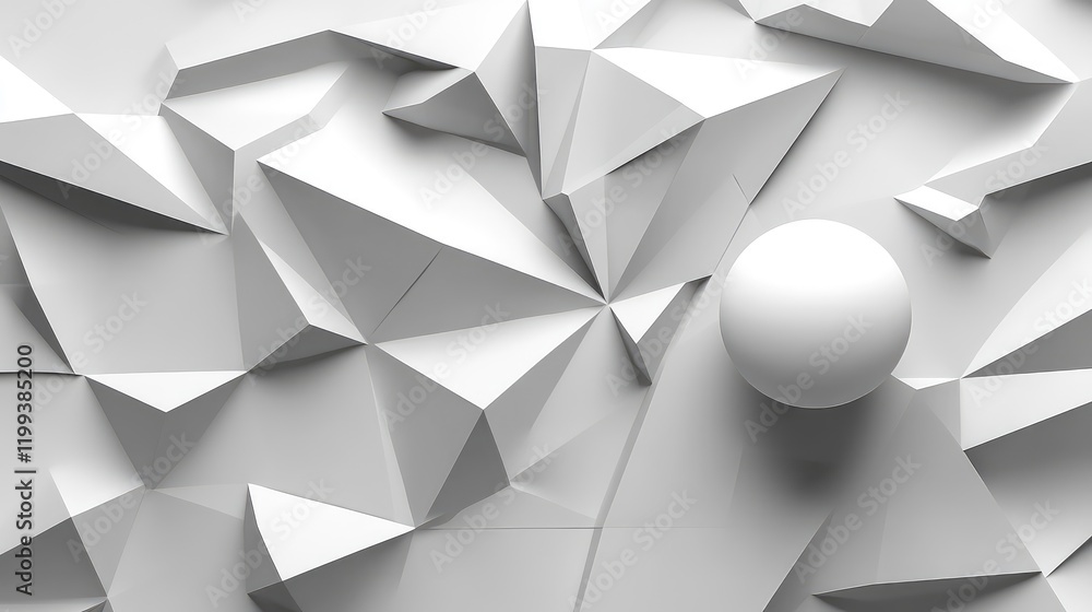 Fototapete three-dimensional white geometric forms with a spherical element against a textured background, feat