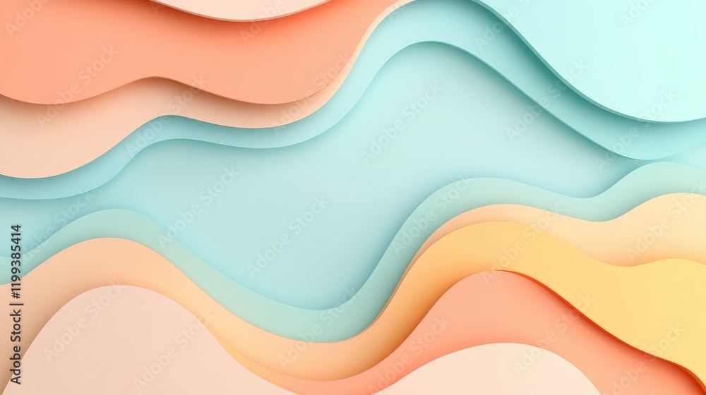 Poster colorful smooth gradient background in soft peach blue and cream tones with fluid shapes ideal for t