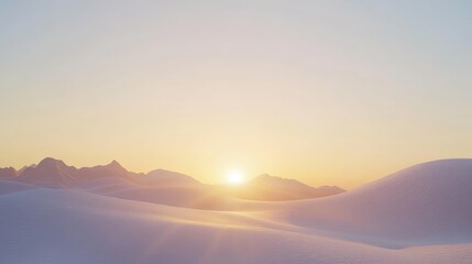 Obraz premium Desert Landscape at Sunset with Scenic Sand Dunes and Clear Sky for Text Space