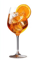 Fresh and Refreshing Orange Cocktail in a Stylish Glass with Ice Cubes and a Citrus Slice Perfect for Summer Parties and Relaxing Evenings