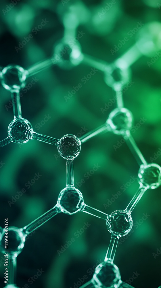 Poster close-up of a molecular structure forming a hexagonal lattice, creating a visually appealing scienti