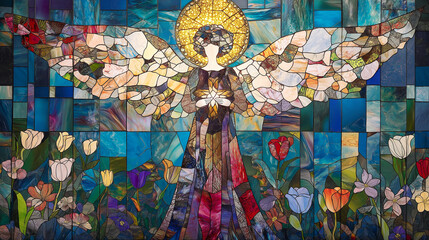 Easter Angel in Gothic Stained Glass Art
