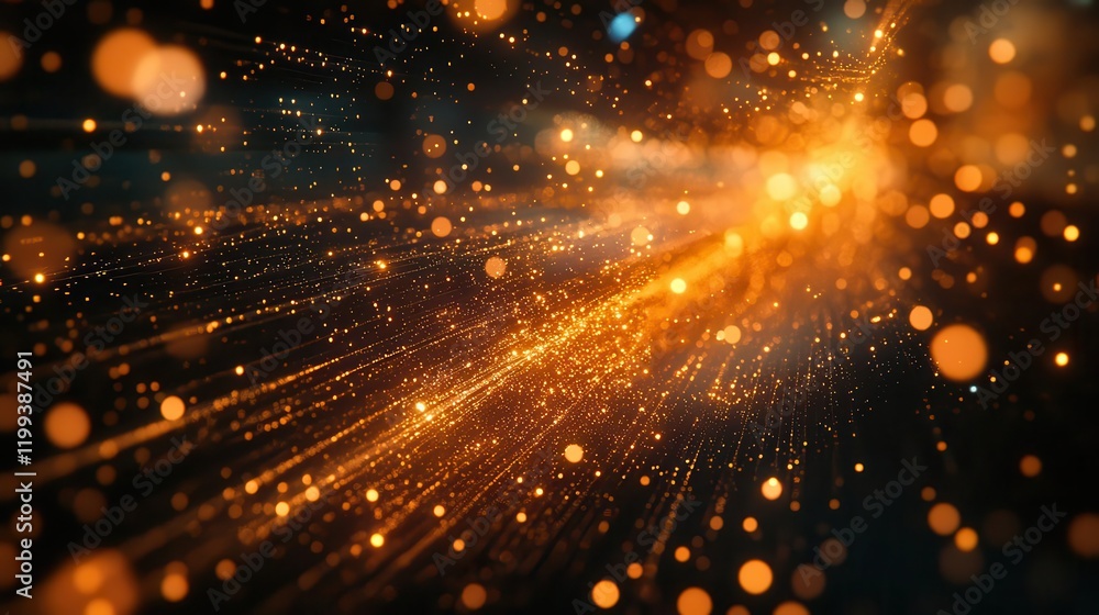Poster a captivating display of luminous particles and streaks of light, creating a dynamic sense of moveme