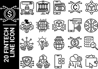 fintech line icon, black and white