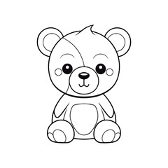 Fototapeta premium Coloring Page Of cartoon cute Polar Bear kawai Coloring Book for kids.