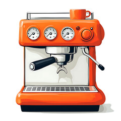 Orange Espresso Machine with Cup.