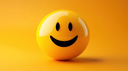 Fototapeta premium A vibrant yellow sphere with a classic smiley face against a matching background
