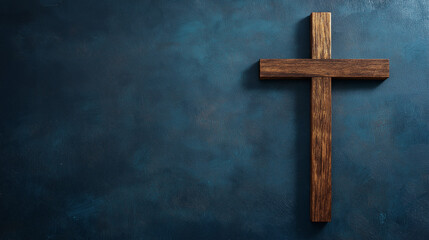 Wooden Cross Under Starry Night Symbolizing Jesus Christ Crucifixion and Faith