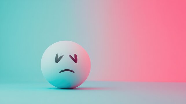 Emotional Expression of Sadness with a Neutral Sphere on Soft Color Background