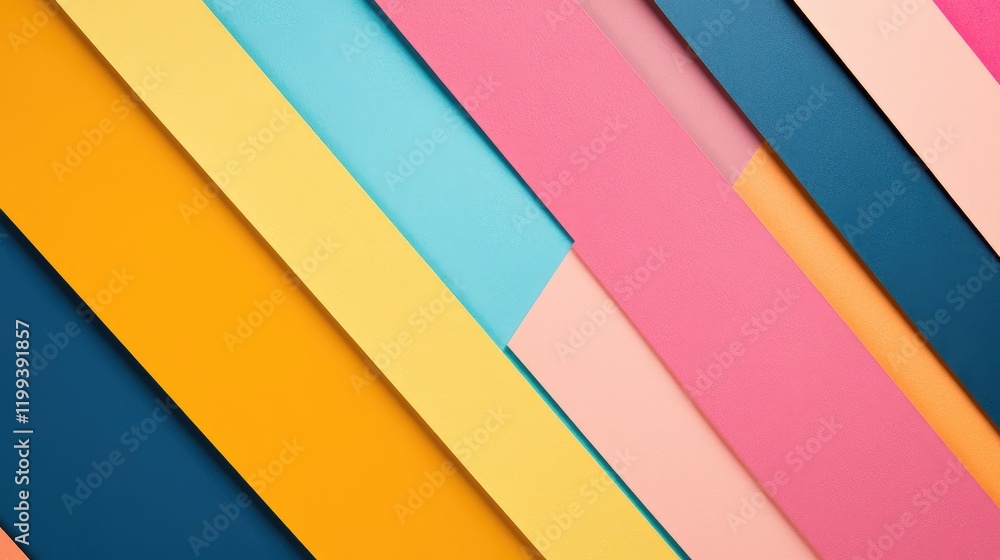 Poster vibrant multicolored striped background in shades of blue yellow pink and orange with generous empty
