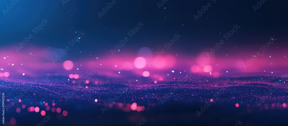 Poster vibrant defocused fireworks in the night sky with hues of pink and blue creating a festive backdrop 