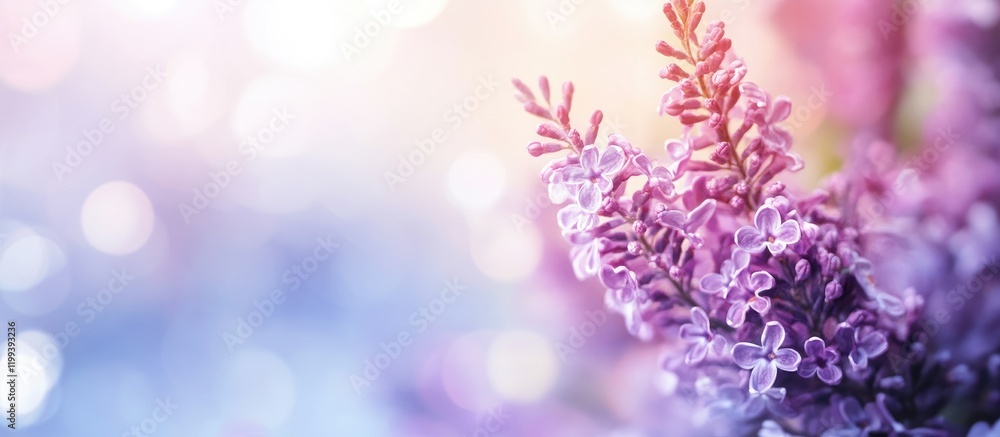 Poster festive lilac bokeh background with soft focus floral elements and pastel colors creating a serene a